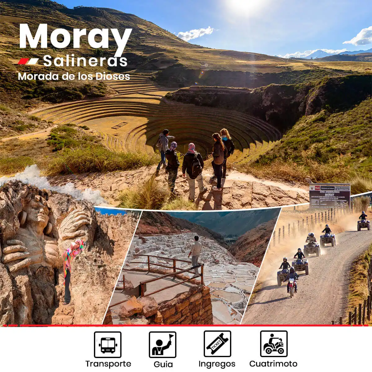 Tour Cuatrimoto Moray y Salineras + morada de los Dioses wa.me/51964265060